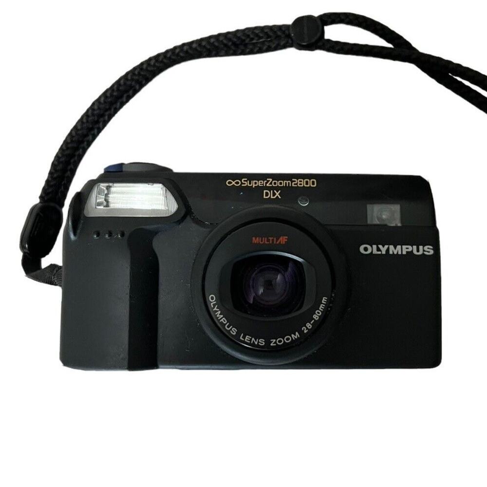 Olympus Super Zoom DLX 2800 Point and Shoot 35mm Camera w/ Case and Wrist Strap